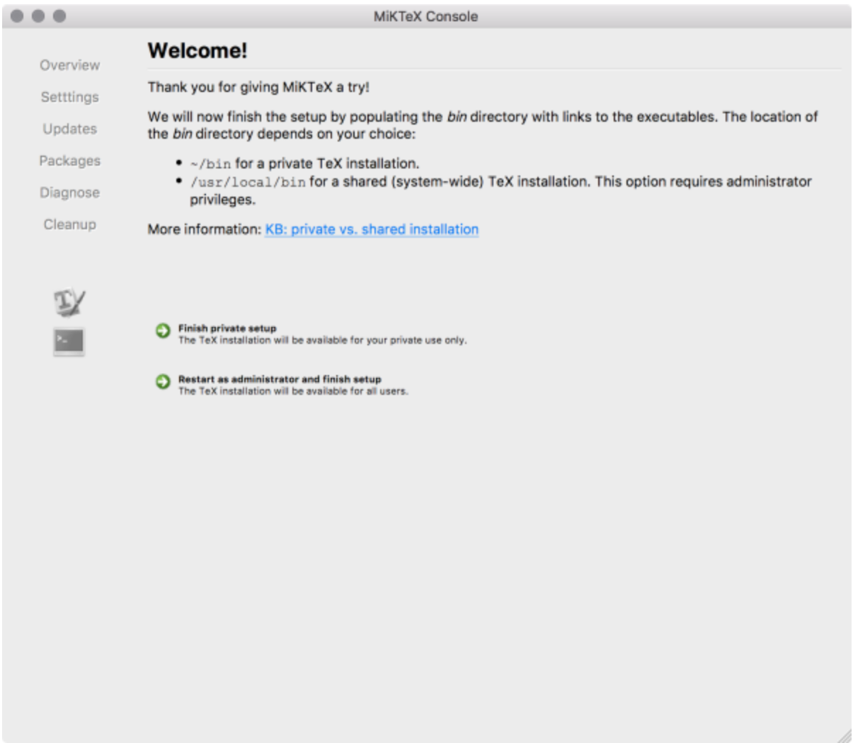 macOS MikTeX Console