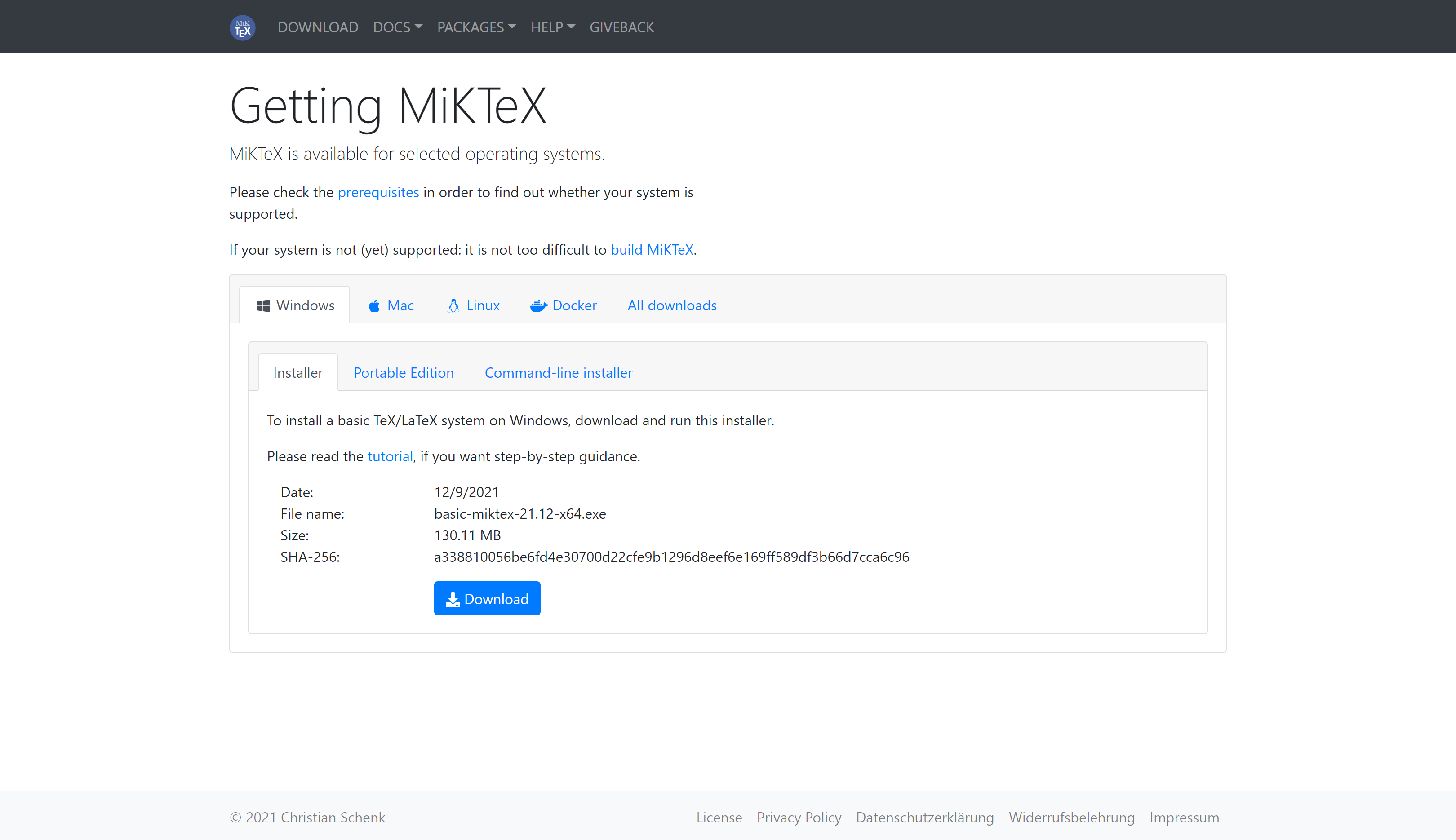 MiKTeX Page