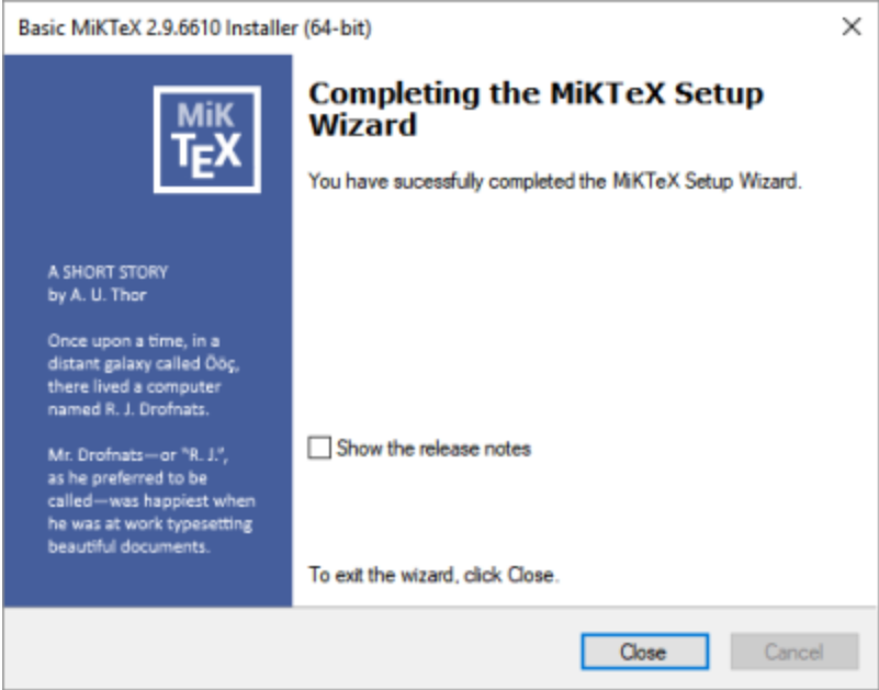 Windows MiKTeX Installer Success